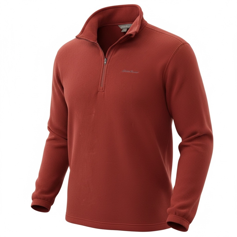 Eddie Bauer Men's Brick Red Fleece Pullover - Size Large